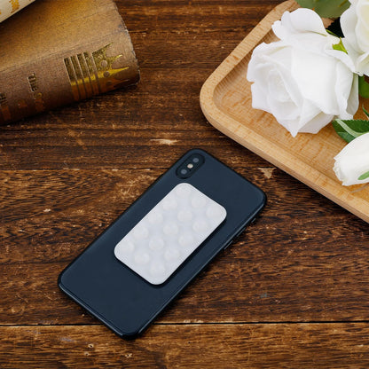 Silicone Suction Cup Phone Holders - Double Sided Suction Mount for Car, Rectangle Phone Mount for Mobile Phones (White)