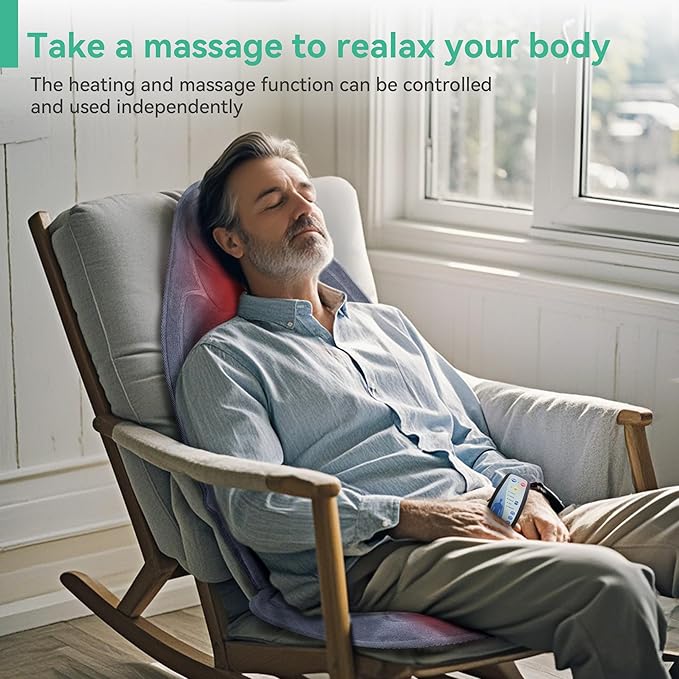 Snailax Back Massager with Heat, Vibration Massage Seat Cushion with 6 Vibrating Motors and 2 Heat Levels, Massage Chair Pad for Home Office use, Gifts for Him Her