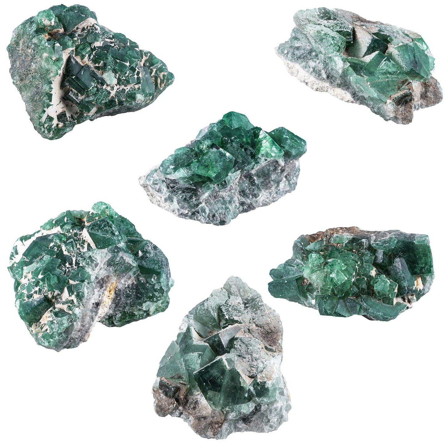 SUNYIK Irregular Fluorite Crystal Cluster Specimen Raw Rough Mineral Quartz Decor for Home Office Healing Anxiety, 45-120mm