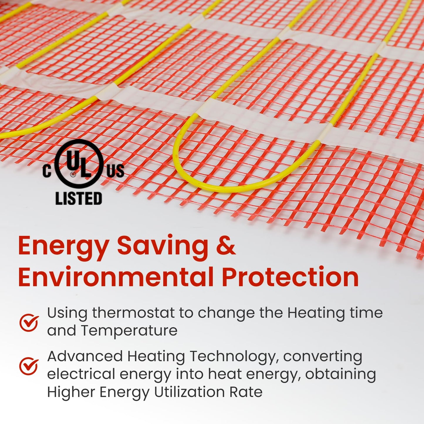 100 sqft HEATIT Warmmat Electric Radiant Self-adhesive Floor Heat Heating System & ET-7AW Thermostat & Alarm Monitor