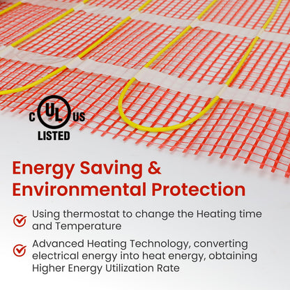 80 sqft HEATIT Warmmat Electric Radiant Self-adhesive Floor Heat Heating System