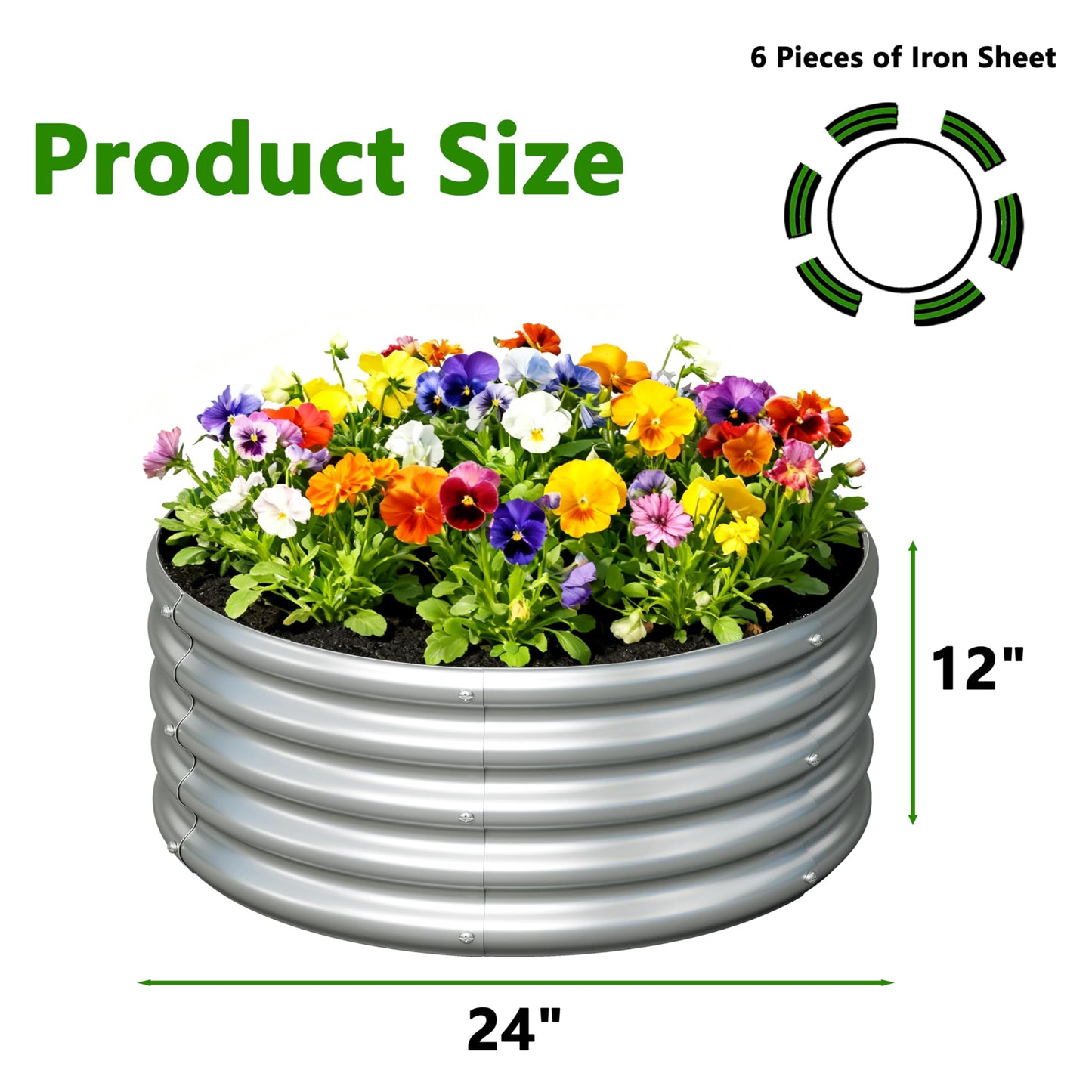 Yortrek 3Pack 2x2x1ft Galvanized Raised Garden Bed, Planter Raised Garden Beds Outdoor, Round Clearance Raised Garden Beds for Gardening Vegetables……