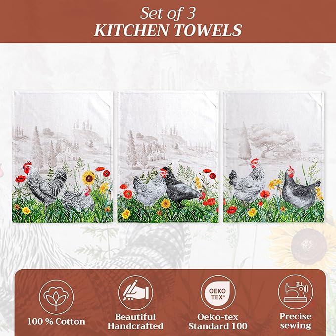 Maison d' Hermine Kitchen Towels Set of 3 100% Cotton 27.50" x 20" Reusable