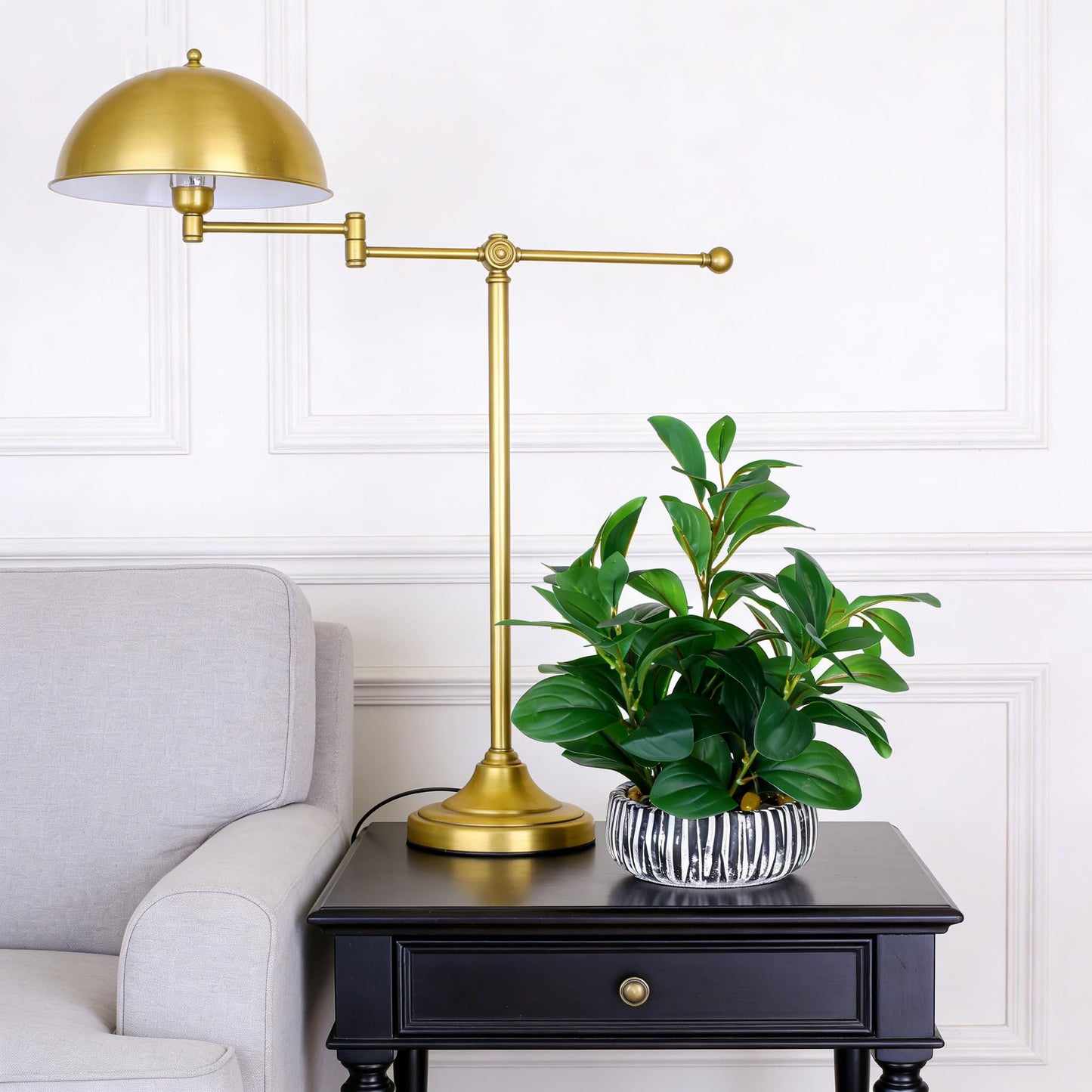 NASAMA Realistic Artificial Potted Plant, Faux Indoor Greenery for Home Office Living Room Bookshelf Bathroom Decor, Low-Maintenance Space-Saving Fake Plants with Modern Decorative Vase