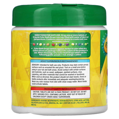 Crayola Color Bath Dropz 60 Tablets 3.59 Ounce Jar