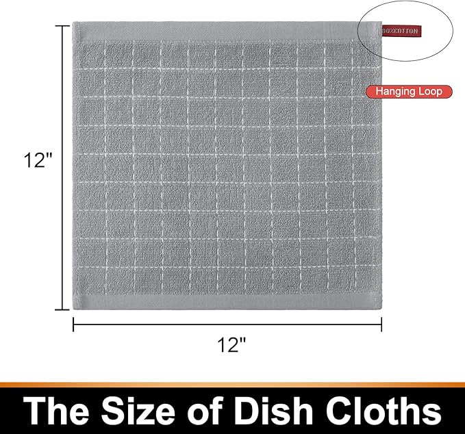 Mordimy 100% Cotton Terry Cloth Dish Cloths, Soft and Absorbent Checkered Dish