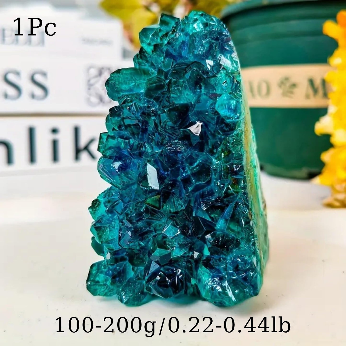 CrystalHola 1Pc Lake Blue Geode Crystal Cluster - Unique Crystal Decor for Home Decor, Crystal Collections, Meditation (100-200g)