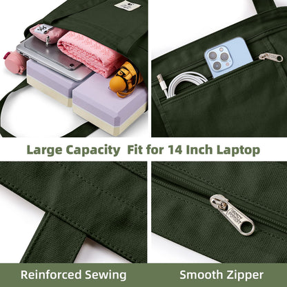 WLLWOO WLLWOO Yoga Bags for Women with Yoga Mats Bags Carrier Carryall Canvas Tote for Pilates Shoulder for Travel Office Beach Workout