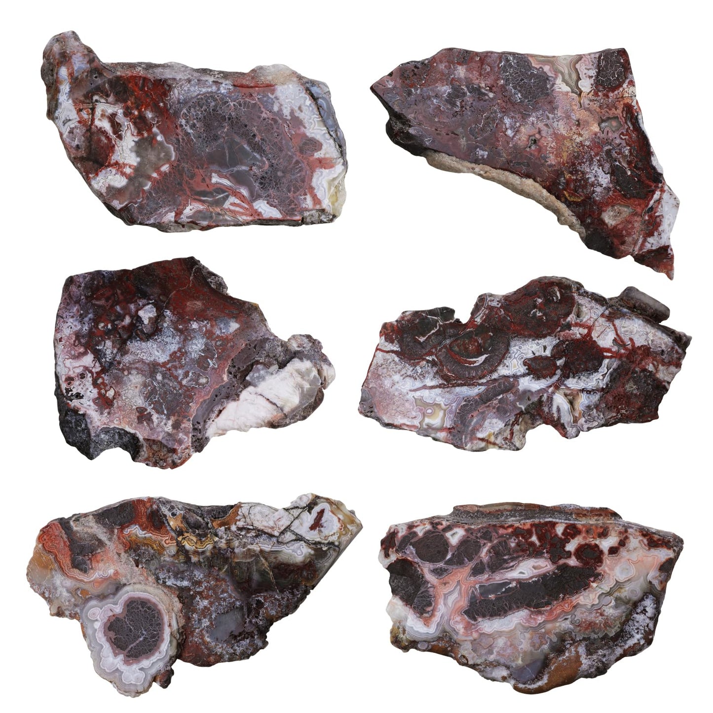 mookaitedecor Natural Mexican Agate Slab Specimen with Wooden Stand, Irregular Agate Slice Stone Figurine Table Display for Home Decoration, 426-525g