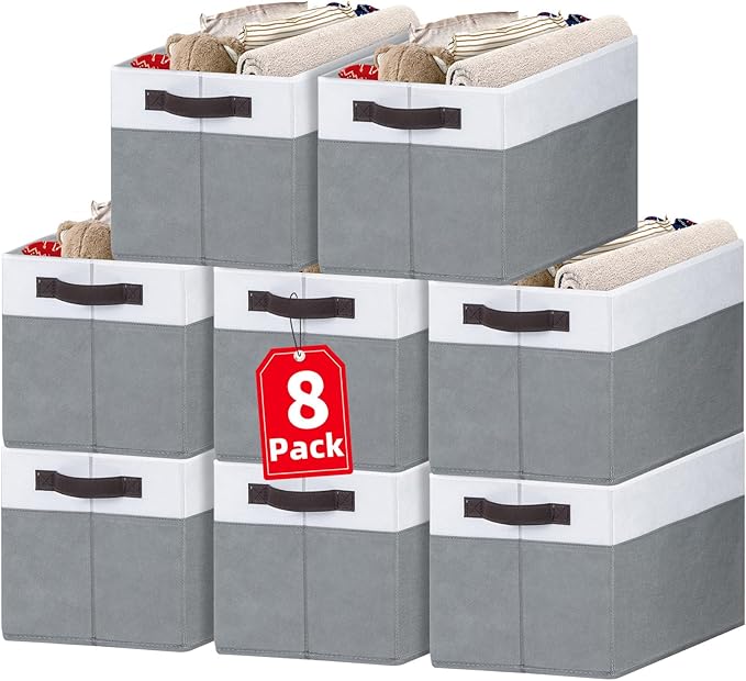 Criusia Large Storage Baskets 8 Pack Versatile Fabric Storage Bins