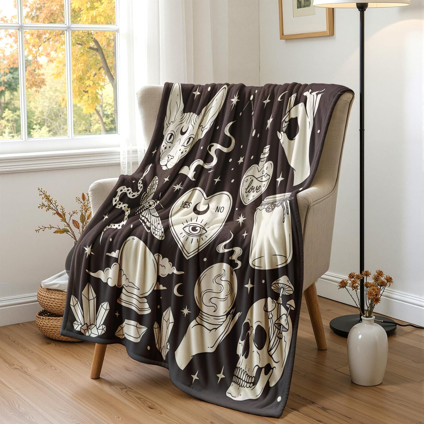 GEDAEUBA Halloween Witch Blanket - Witchcraft Witchy Fleece Blanket Throw, Soft Cozy Blankets & Throws for Couch, Bed, and Sofa, 50x70 inches