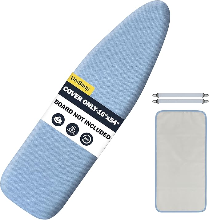 Ironing Board Cover and Pad 15"x54" Extra Thick Natural Cotton, Scorch and
