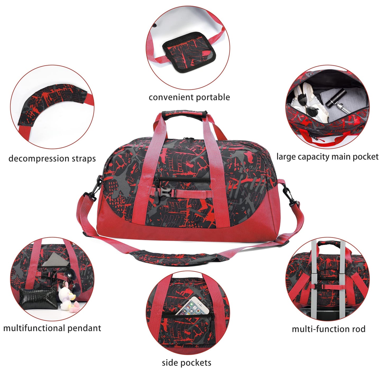 Stumdo Kids Overnighter Duffel Bags for kids, Carry-On Size & Ideal for School Practice or Overnight Travel Weekender Tote for Travel Gym Sport bag for Boys & Girls (11tyhong)