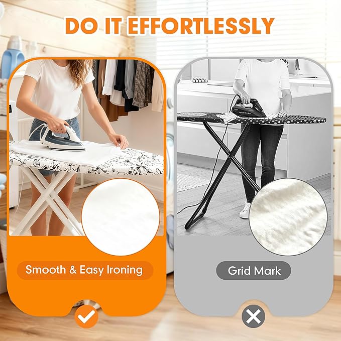 Ironing Board Cover and Pad, 21x54 Extra Large Thick Iron Padding, Scorch &