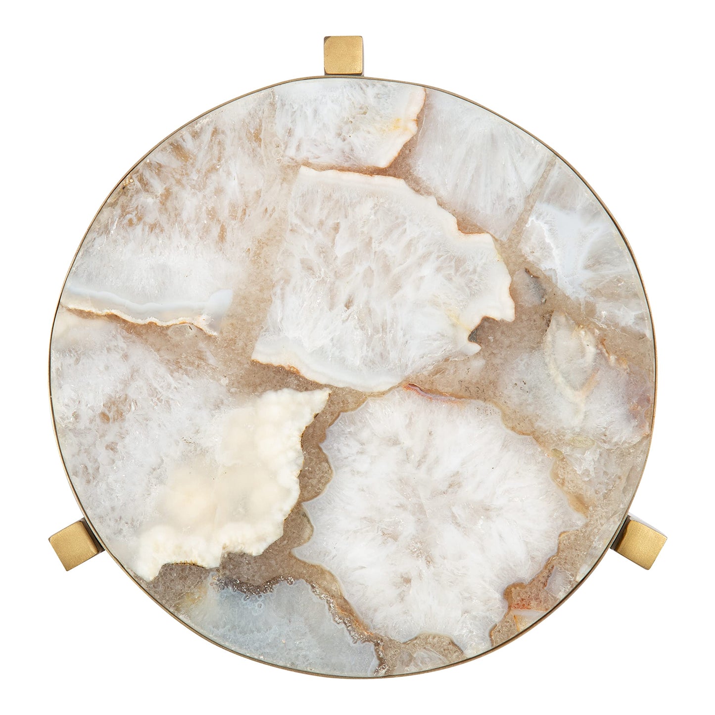 Kate and Laurel Aguilar Modern Drink Table, 9 x 9 x 23, Natural Stone and Gold, Genuine Quartz Accent Table for Small Spaces