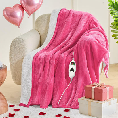 greenoak Heated Blanket Electric Full 72"X84", Heating Blanket with 10 Heat Levels 1/2/4/6/8 Hours Auto-Off, Fleece Soft Christmas Blanket,Birthday Gifts for Teen Girls Mom, Coral Pink