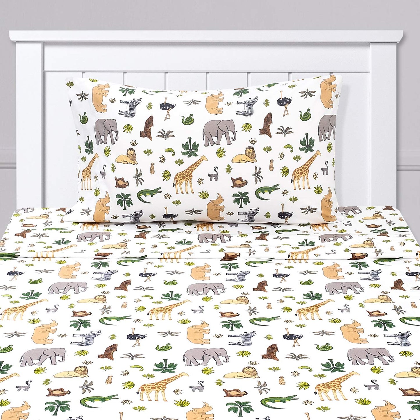 1500 Supreme Kids Bed Sheet Collection - Fun Colorful and Comfortable Boys and Girls Toddler Sheet Sets - Deep Pocket Wrinkle Free Soft and Cozy Bedding - Twin, Wild Animal