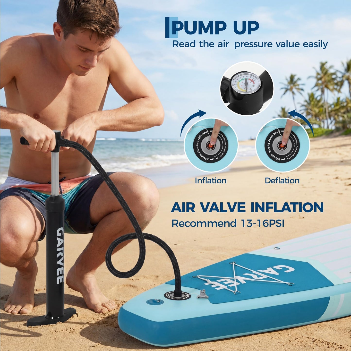 GarveeLife Inflatable Paddle Board,Stand Up Paddle Board with Premium SUP Paddleboard Accessories, Wide Stable Design, Non-Slip Comfort Deck for All Skill Level