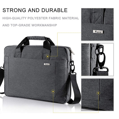 Voova Laptop Bag Case 14 15 15.6 Inch, Computer Sleeve Messenger Bag with Shoulder Strap Expandable Waterproof Business Briefcase for Men Women to Work Travel School, Fit 14-16 Inch Laptop-Grey