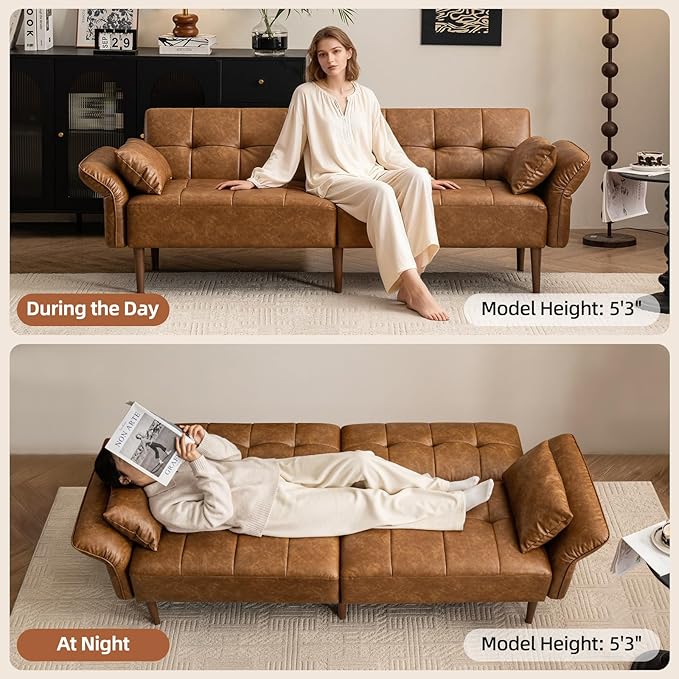 HALLYBEE 85” Futon Sofa Bed, Sleeper Sofa, Small Couch