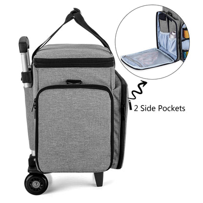 Luxja Sewing Machine Bag with Detachable Dolly, Rolling Sewing Machine Tote with Removable Bottom Pad (Fits for Most Standard Sewing Machines), Patented Design, Grey