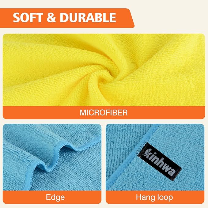 KinHwa Kitchen Washcloths for Dishes Absorbent Microfiber Dish Cloths Quick Dry
