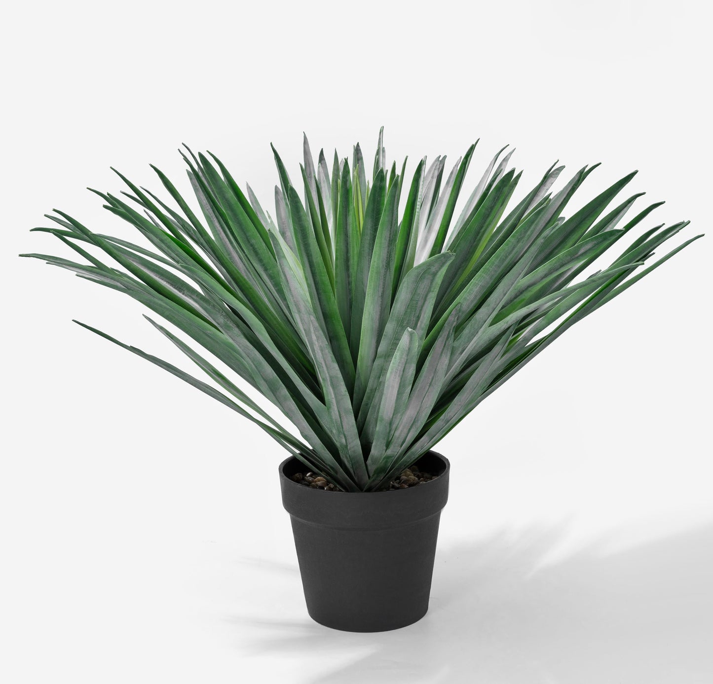 SUNPRAIRIE 27 inches Tall Artificial Agave Plant in Black Pot with Real Stone Pebbles, 126 Realistic Leaves. Large Faux Plants Indoor and Outdoor.