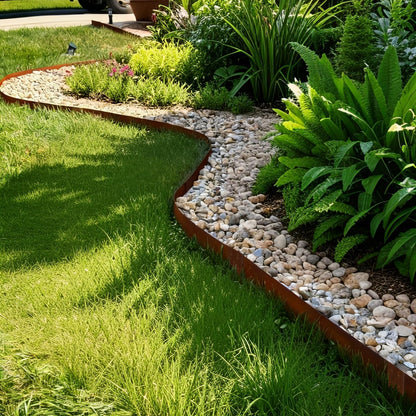 Corten Steel Edging Steel Landscape Edging Metal Garden Edging 8 Inch Metal Landscape Edging Landscaping Rusted 40 Inch Strips Patina 6 pcs Edge for Yard Lawn Outdoor by GZGNEEVL