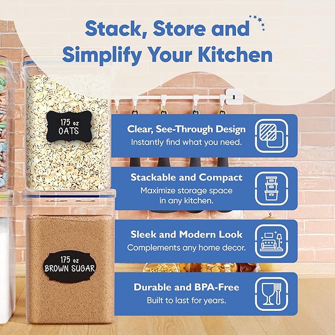 Chef's Path Kitchen Storage Box Set of 4 Extra Large Airtight Food Storage Jars