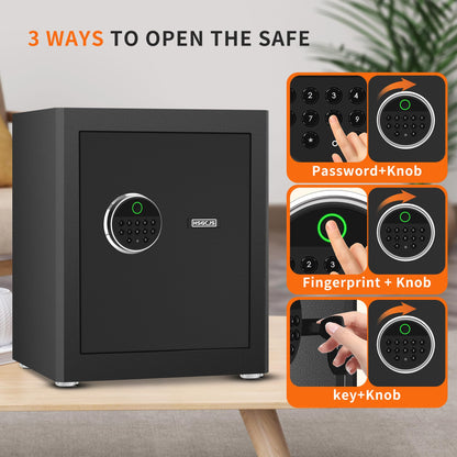 HSGCJS Biometric Fingerprint Safe, Security Safes with full Digital Keypad, Induction Light and Soft Lining, Home Box for Money, Jewelry and Documents -1.93 Cubic Feet