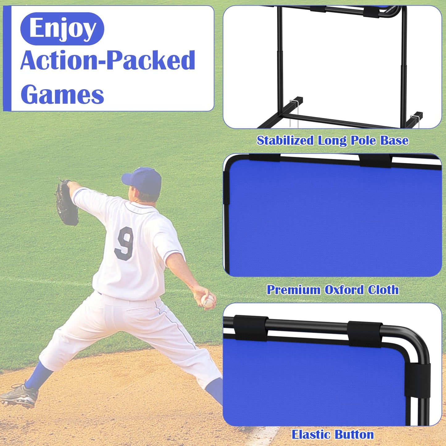 Baseball Strike Zone Target for Plastic Balls Adjustable Height Pitching Target Strike Zone, Blue