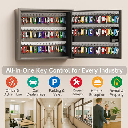 WeHere 90 Key Lock Box, Smart Key Cabinet with Key Management System, App, Bluetooth, Dynamic/Static Password, WiFi Unlock(Sold Separately), Wall-Mount Commercial Key Storage Box for Office, School