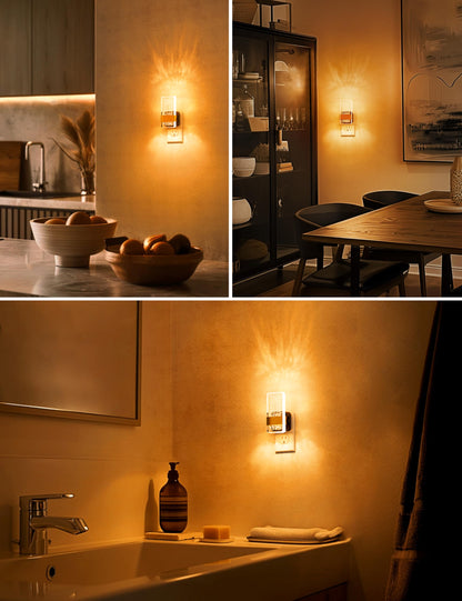 L LOHAS LED Night Lights Plug Into Wall, 2 Pack Plug in Night Light LED with Dusk to Dawn Sensor, 0-100LM Dimmable Nightlight, Wall Sconce-Style Design Nightlights for Bathroom, Hallway,Stairway,Gift