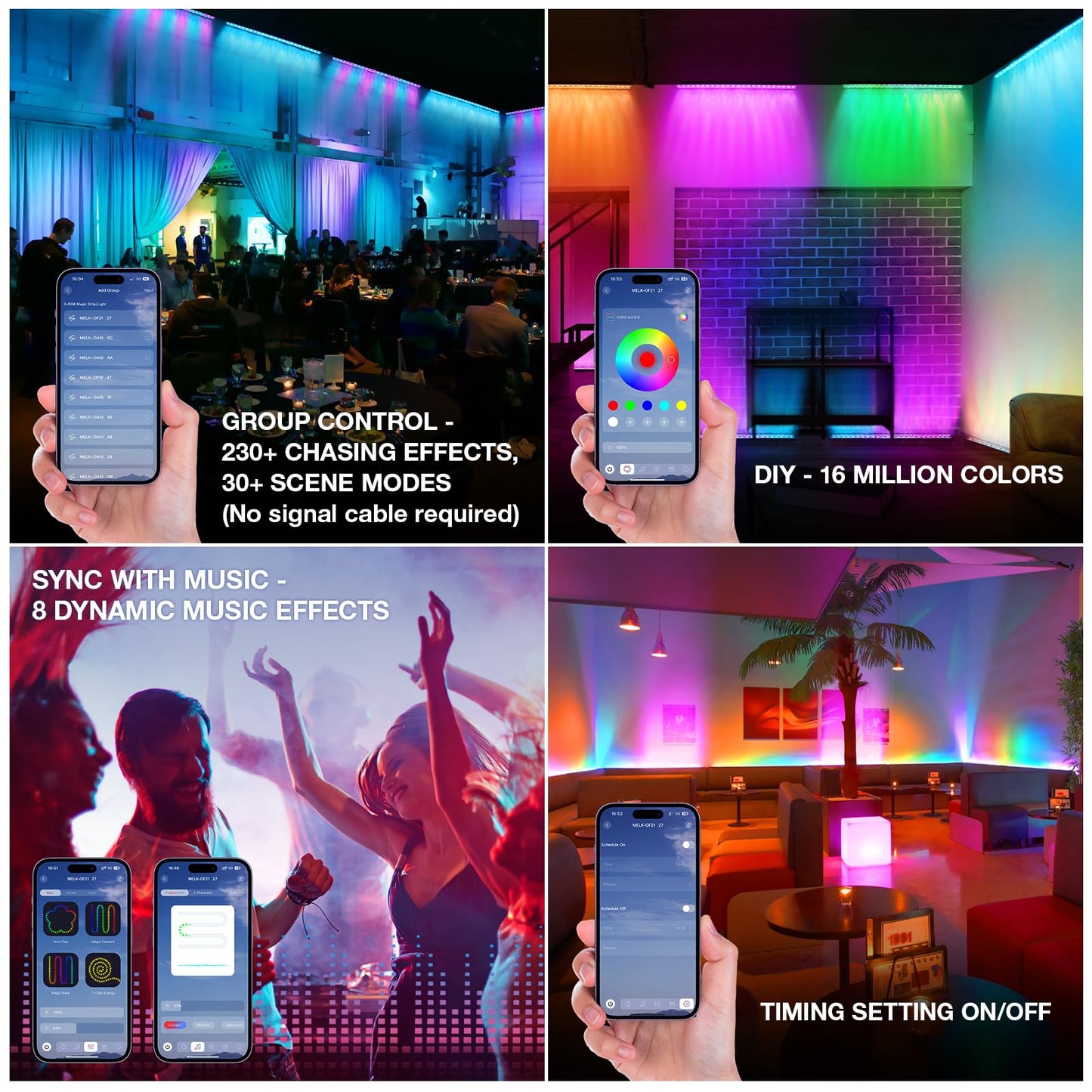 OPPSK Stage Wash Light Bar for DJs: 120W RGBW Wall Wash Lights with RGB Background LEDs - APP IR Remote & DMX Control - Sound Activated Lighting - Easy Setup with Tripod for Wedding Party Church Band