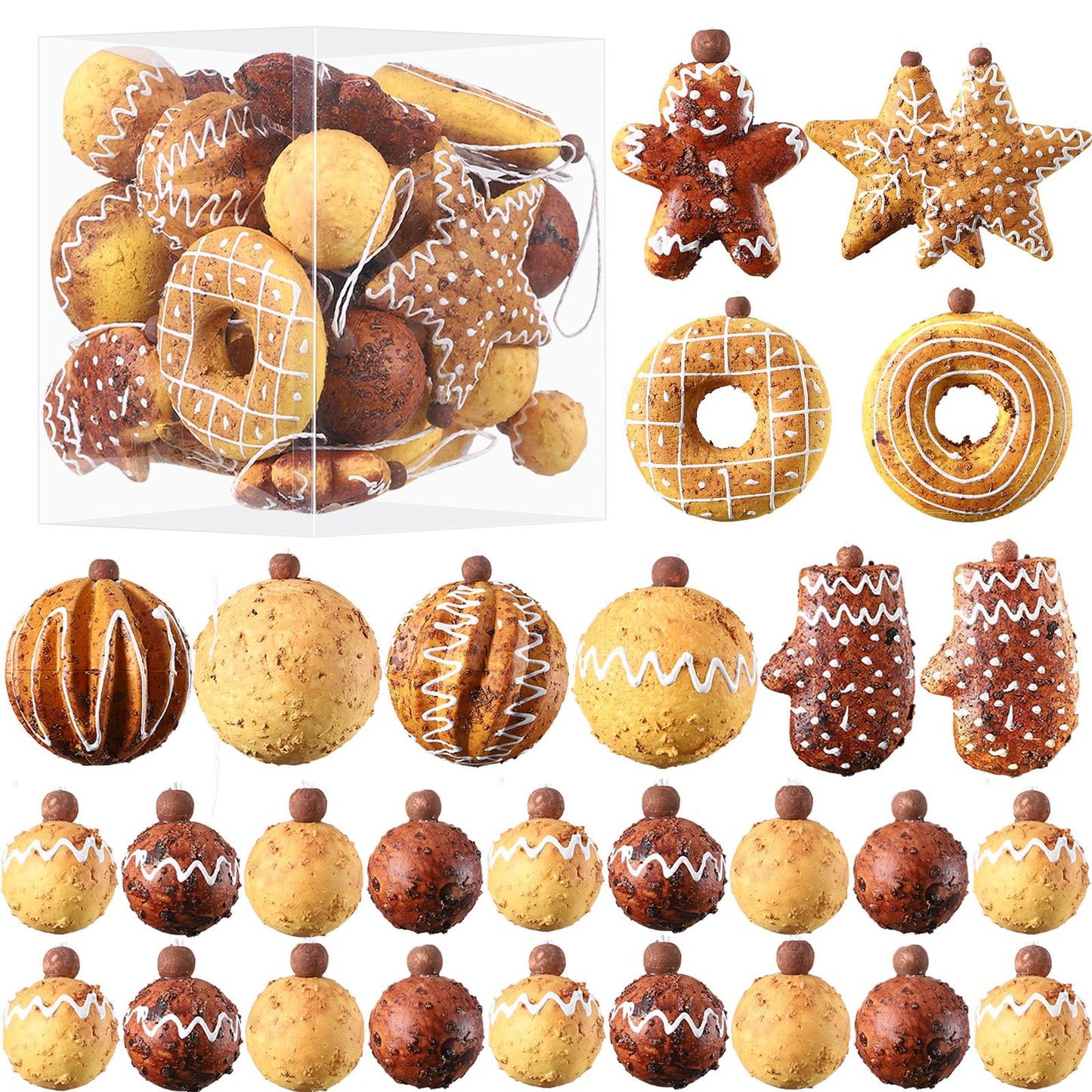 Baking Christmas Ornaments Set 43pcs Shatterproof Bread Gingerbread Thmed Christmas Tree Hanging Ornaments Decorations for Indoor Holiday Party Xmas Decor (Baking Set)