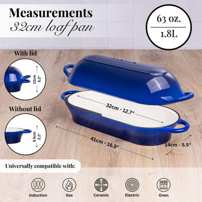 Nuovva Enamelled Cast Iron Cookware Bundle – Dutch Oven Pot with Lid, Casserole Dish & Bread Loaf Pan – Premium Ovenproof Cookware Set for Baking, Roasting & Everyday Cooking