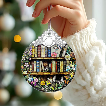 Book Stained Glass Ornament, Christmas Ornaments – Christmas Tree Decorations, Holiday Decor, Stocking Stuffer, Gift Idea, Gifts for Book Lover, Friend, and Faimly