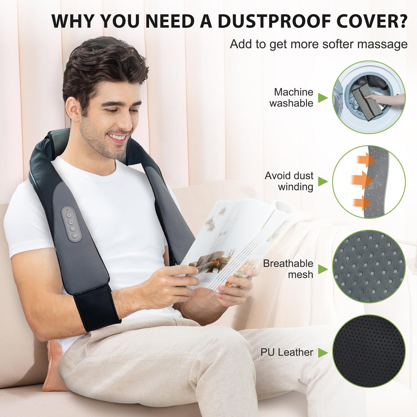 Snailax Cordless Neck Back Massager with Heat - Shiatsu Kneading Back Shoulder Massager Deep Tissue, Portable Massagers for Lumbar, Foot Electric Massage Pillow, Gifts for Men/Women