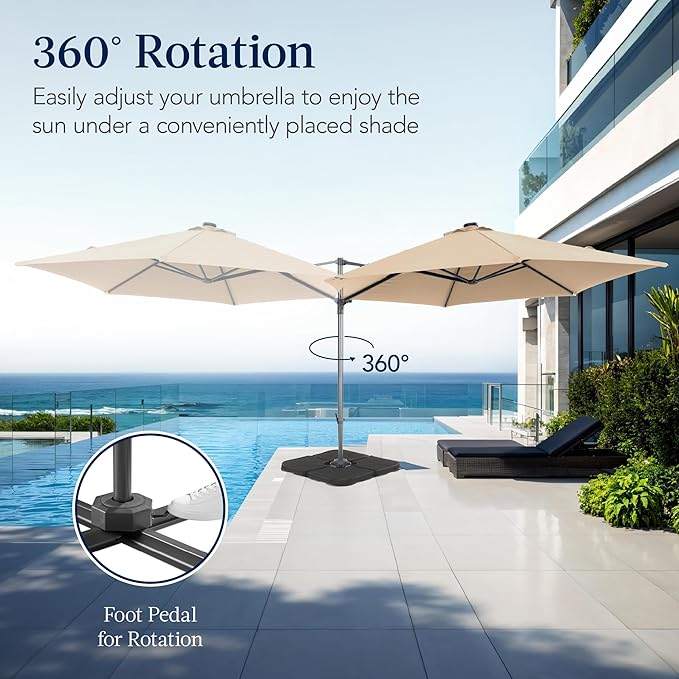 Best Choice Products 10ft Offset Cantilever Hanging Market Patio Umbrella, Smooth 360° Rotation, 8 Sturdy Ribs, Easy Adjustment - Sand