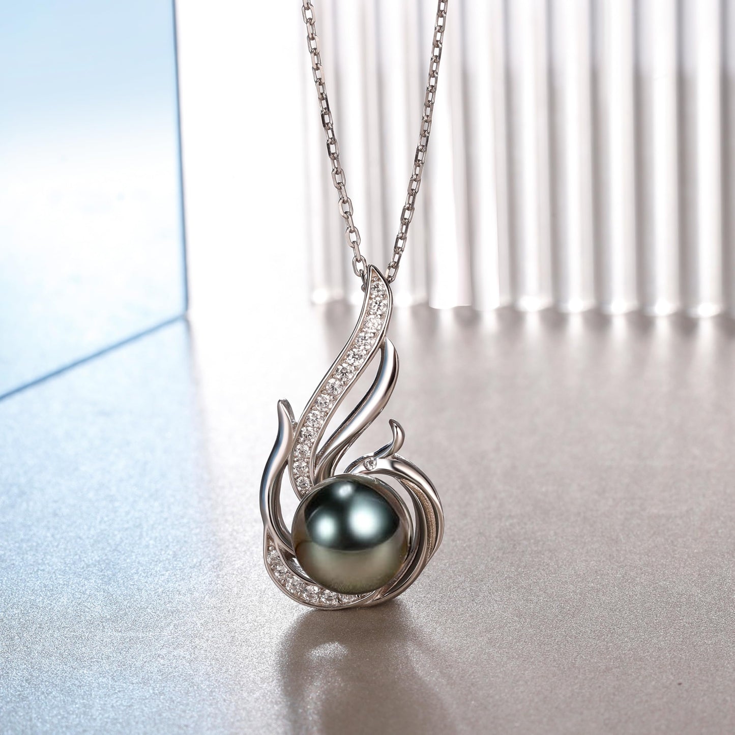 Tahitian Black Pearl Necklaces for Women-Pearl Phoenix Pendant-Christmas Mothers Day Valentine's Day Gifts Wife Mom Grandma Girlfriend Daughter Her Best Friend Birthday Anniversary Fine Jewelry