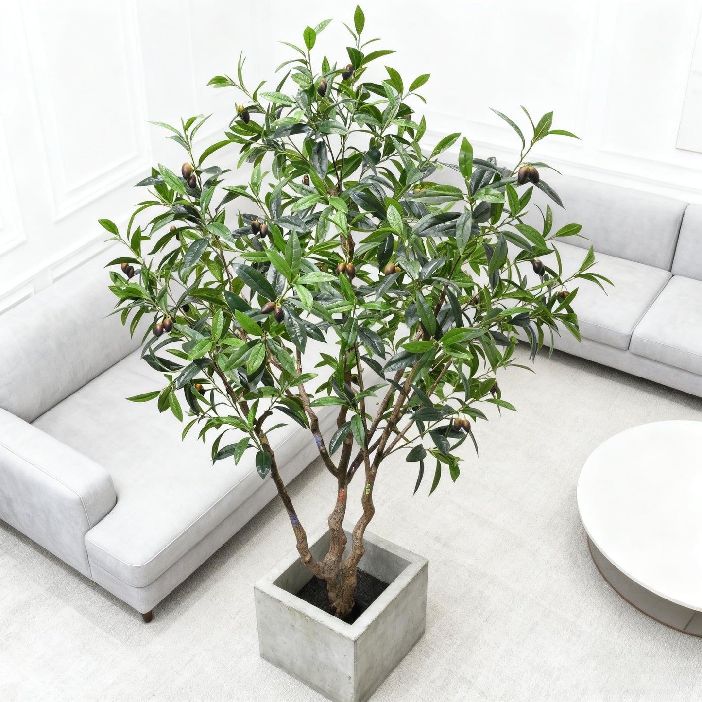 ZSENENT 7.5ft Large Realistic Artificial Olive Tree with Olives - Premium Silk Mediterranean Faux Tree with Bendable Branches & Sturdy Base for Indoor Outdoor Farmhouse Office Decor