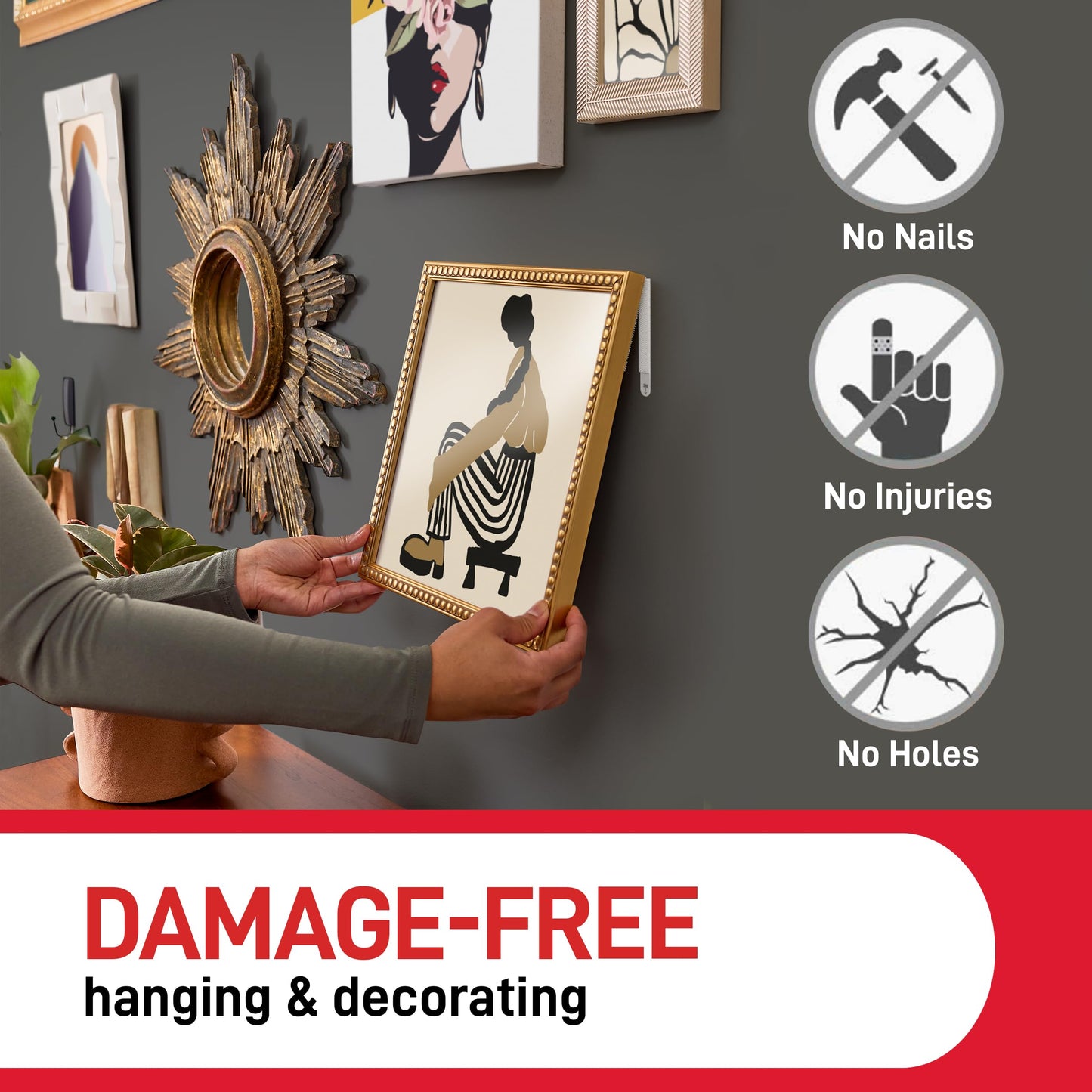 Command Picture Hanging Strips, Narrow, Value Pack - 14 Pairs (28 Strips) - Adhesive Strips - Ideal For Pictures with Thin Frames - Damage Free Hanging, White