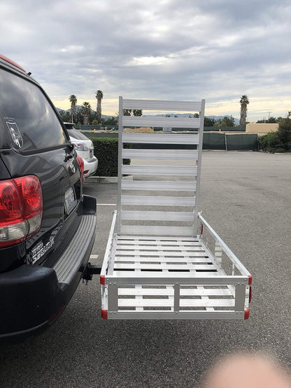 MaxxHaul 50945 Aluminum Hitch Mount Wheelchair/Mobility Carrier – 50" x 29.5" Cargo Basket with 47" Ramp – 500 lb Capacity – Fits RVs, Trucks, SUVs, Vans, Cars – Includes Hitch Tightener