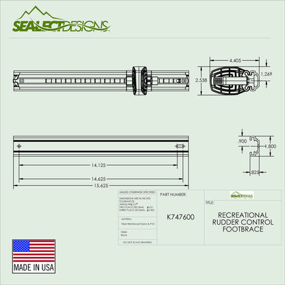 Sea-Lect Designs Kayak Recreational Footbrace w/Rudder Control