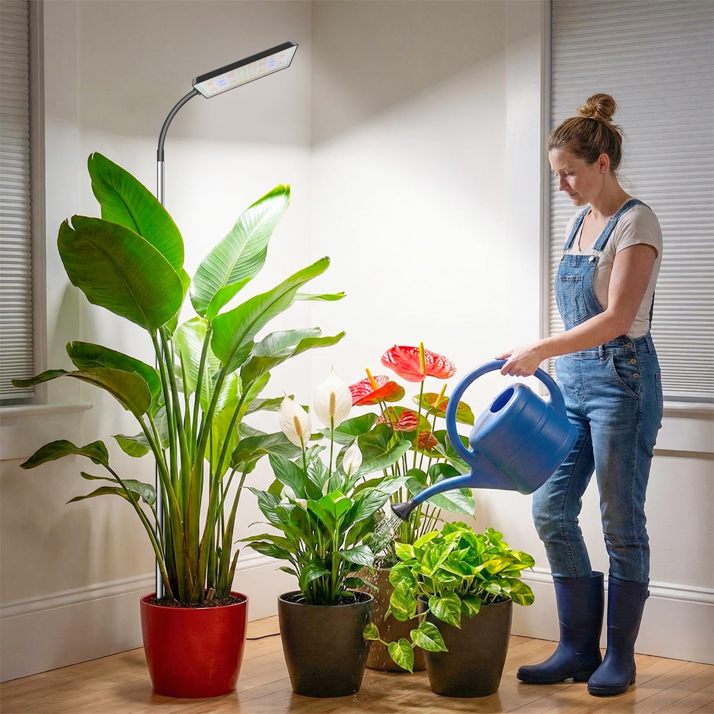 Eurbolan Grow Lights for Indoor Plants,153 LEDs Full Spectrum Plant Light, Plant Growing Lamp with 6/12/16 Timer, 5 Dimmable Levels,360° Gooseneck, 10''-65'' Adjustable Height for Small/Large Plant.