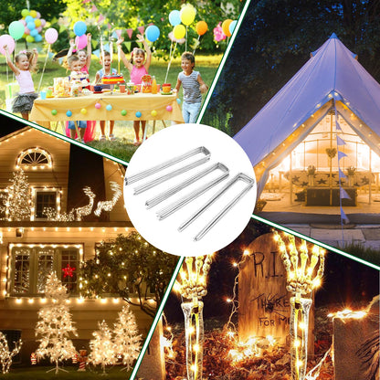 12 Inch Galvanized Landscape Staples Stakes, 25/50/100/200/12pcs Garden Metal Stakes for Weed Barrier Fabric, Fence Stakes, Tent Stakes, Christmas Decorations (12pcs)