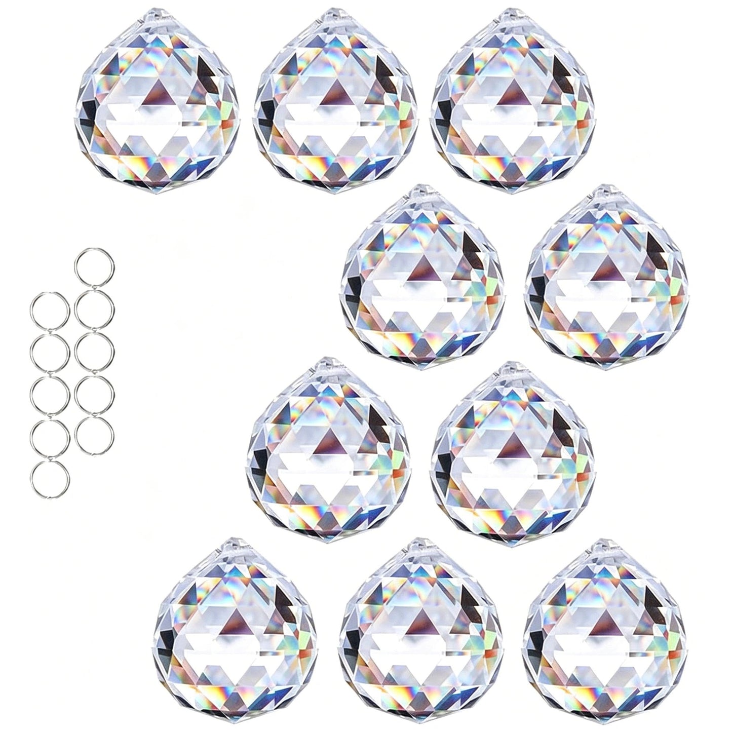 40mm 10Pack Crystal Ball Prism 1.57 Inch Decorative Ball for Chandelier Window Suncatcher Rainbow Maker