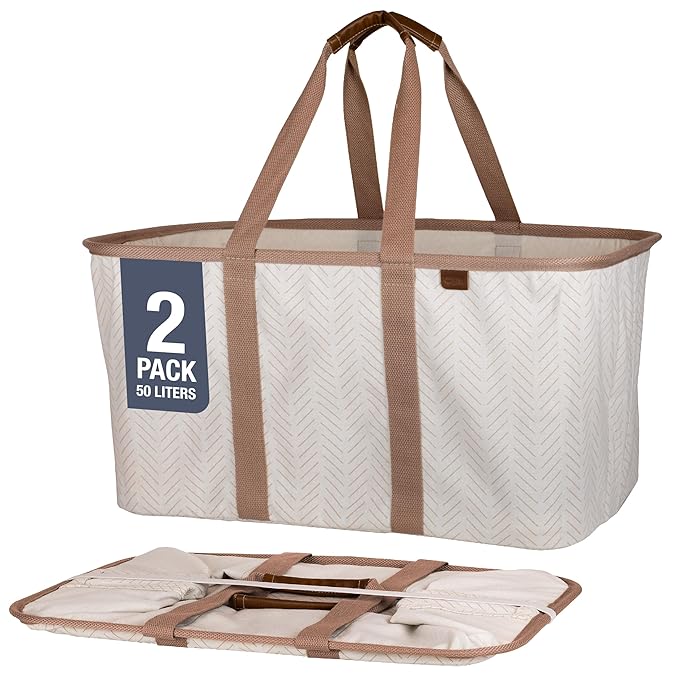 CleverMade Collapsible Laundry Tote 2-Pack – Foldable Carry-All Storage Bin