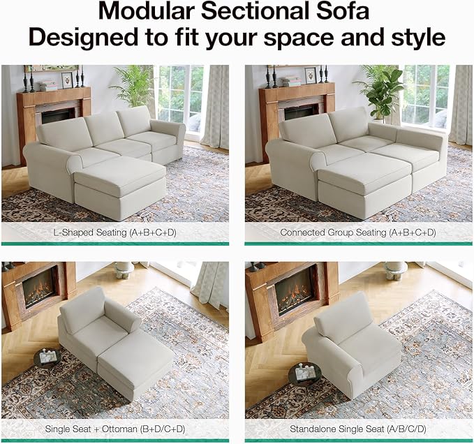 Novilla 108" Modular Sectional Sofa, Modular Sectional Couches