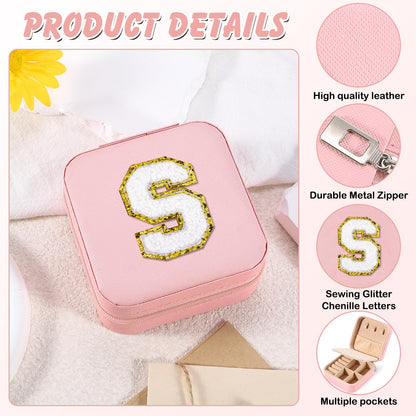 URSKYTOUS Travel Jewelry Case For Women Girls Personalized Small Jewelry Box Cute Mini Jewelry Organizer Holder for Women Birthday Gift for Girlfriend Wife Couple Gift Anniversary Christmas Gifts(S)